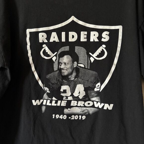 Rare Oakland Raiders Willie Brown Remembrance 2 Sided T Shirt 24 | XL TG - Picture 2 of 7